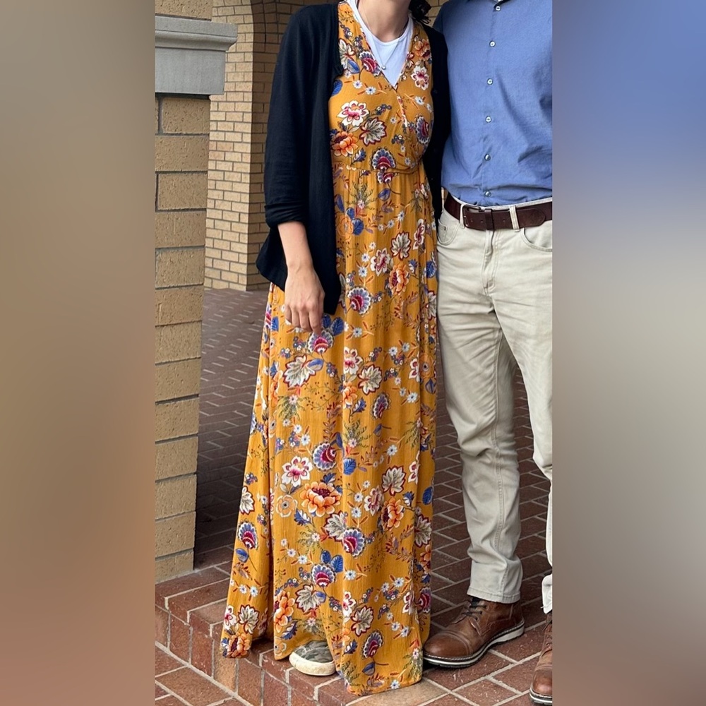 **SOLD** Orange Floral Maxi Wrap Dress